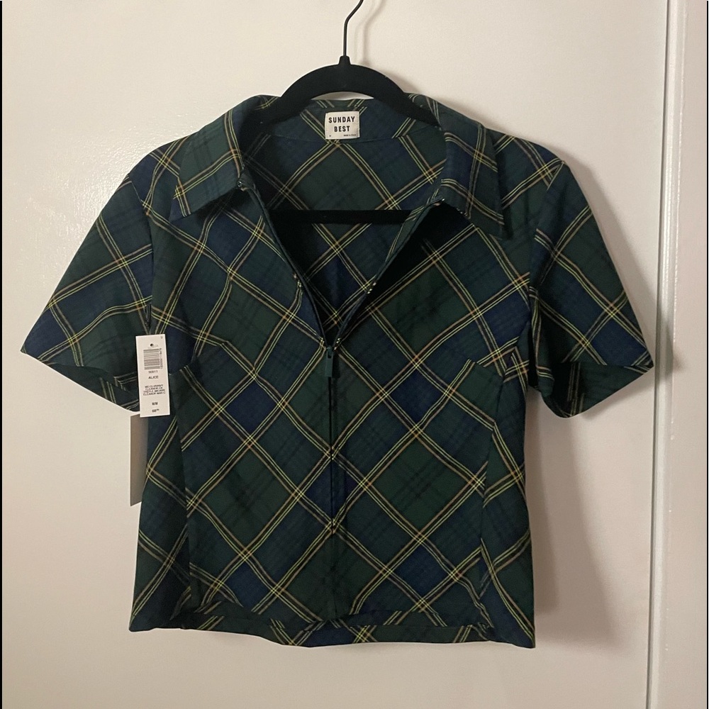 Sunday best zip up plaid top [MATCHING SKIRT ON MY PROFILE]
